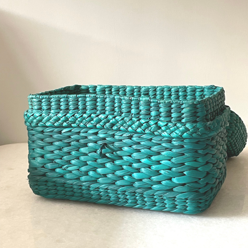 Saanjh Natural Fiber Handwoven Vanity Case - Teal